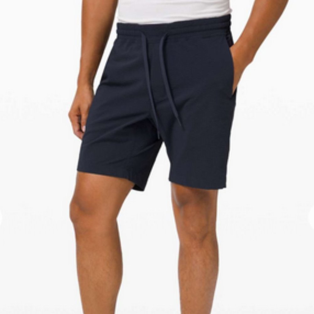 Lululemon Bowline Seersucker Shorts - Navy - Men's Large, 8" Inseam